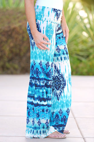 A Beautiful World Palazzo Pants - Blue