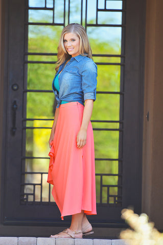 A Little Bit Sideways Skirt - Coral