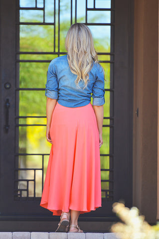 A Little Bit Sideways Skirt - Coral
