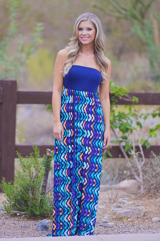 Color Your World Happy Maxi Dress -  Navy