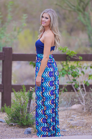 Color Your World Happy Maxi Dress -  Navy