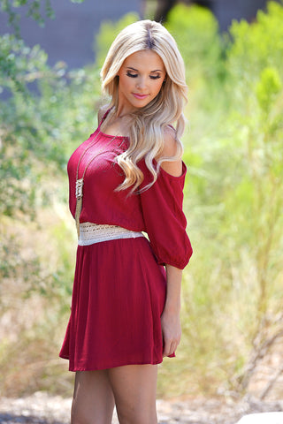 Come A Little Closer Dress - Crimson