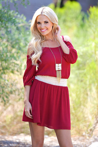 Come A Little Closer Dress - Crimson