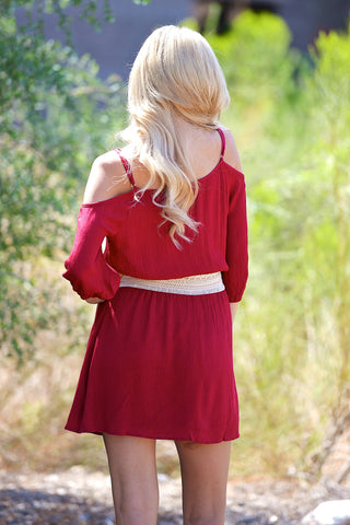 Come A Little Closer Dress - Crimson