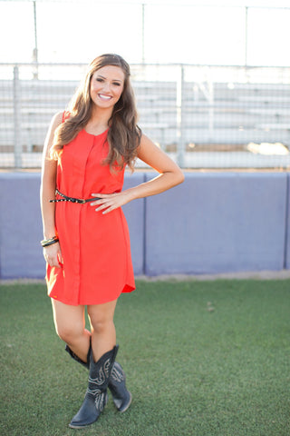 She's A Team Player Dress - Orange